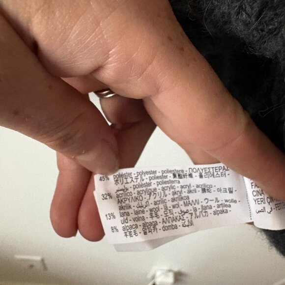 Zara Wool Alpaca Blend Oversized Soft Knit Sweater Dark Grey Charcoal Size Large - Picture 8 of 9